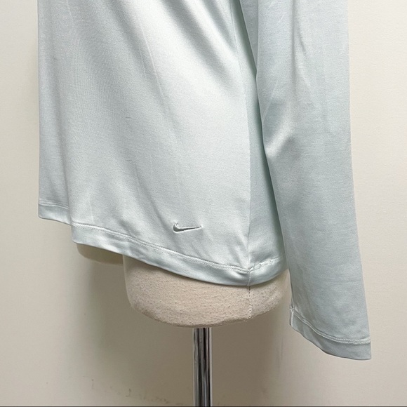 Nike Golf Mint Green Long Sleeve Collared V Neck Dri Fit Shirt Large Stretch - Picture 4 of 8
